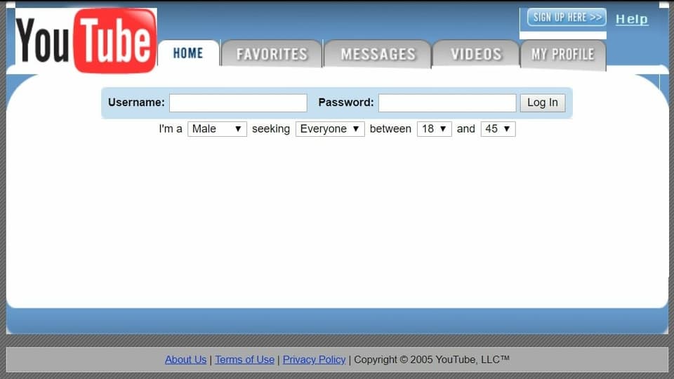 So sah die Webseite 2005 kurz nach dem Launch aus.