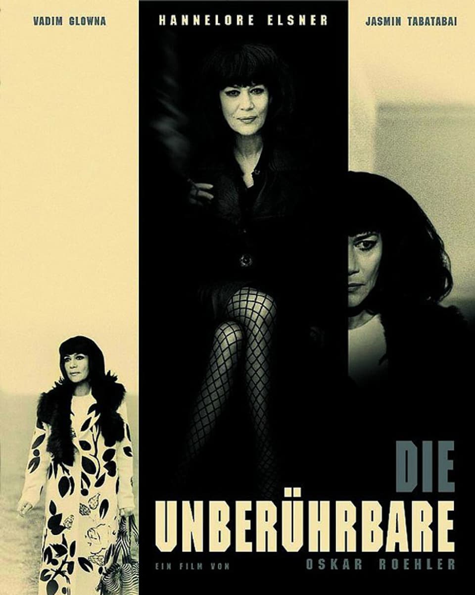 Poster zum Film «Die Unberührbare» aus dem Jahr 2000, auf dem Hannelore Elsner, die Gisela Elsner spielt, mit Kleopatra-Perücke zu sehen ist.