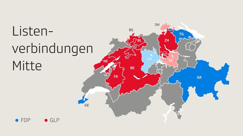 In den Kantonen Luzern, Schwyz und Schaffhausen laufen Diskussionen über eine mögliche Listenverbindung mit der Mitte. 