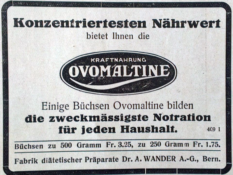 Ovomaltine-Werbung aus Schweizer Illustrierte von 1914