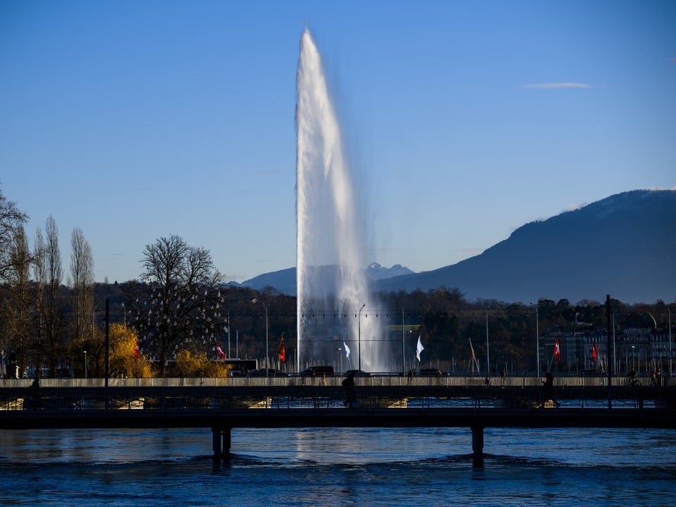 Blick auf den Jet d'Eau in Genf.