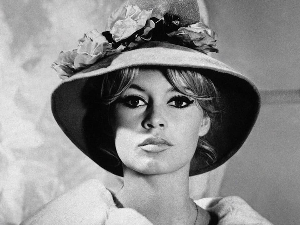 Schwarz-Weiss Aufnahme von 1961 von Brigitte Bardot.