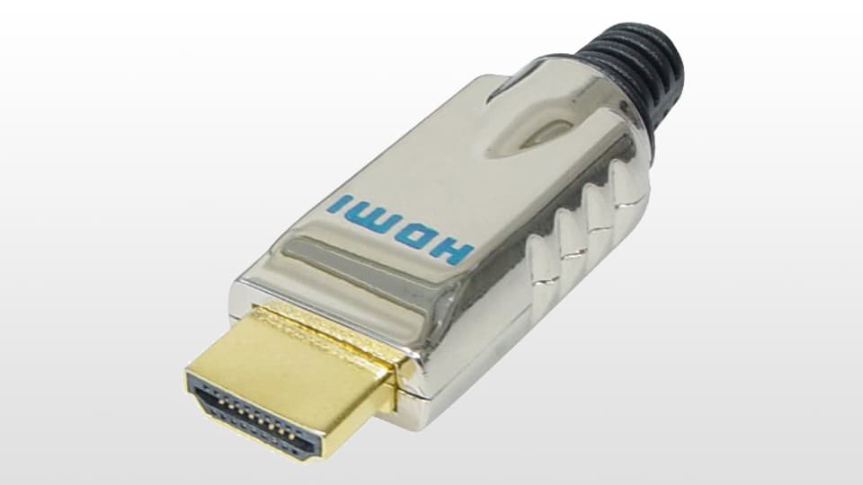 Ein HDMI-Stecker mit Metallgehäuse.