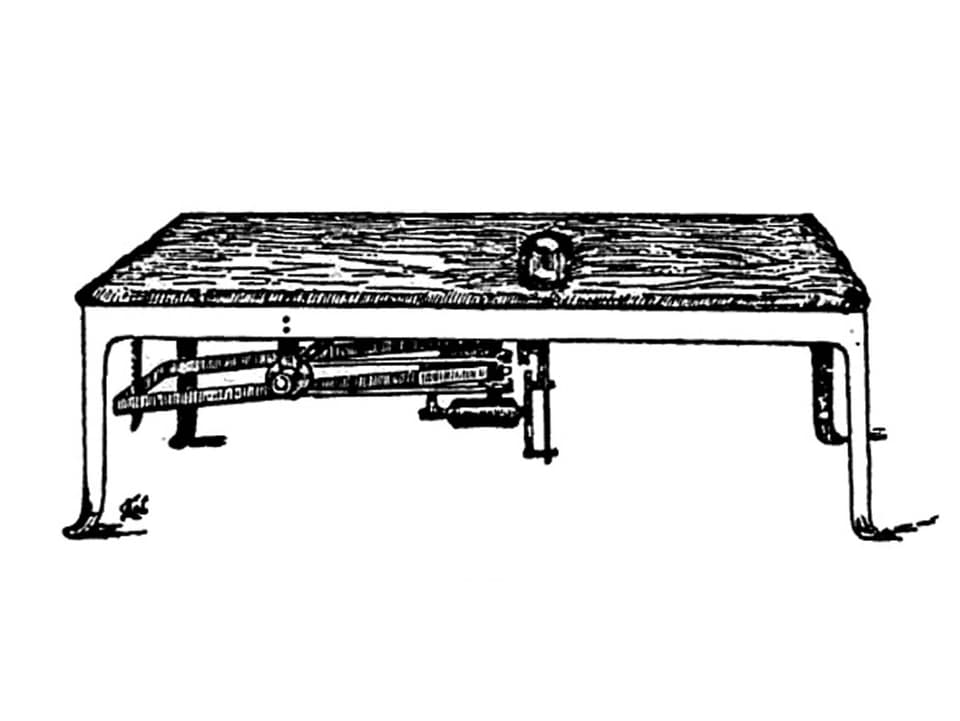 Zeichnung der Tischkonstruktion.