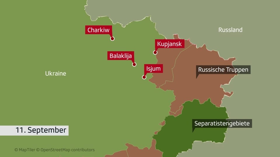 Karte vom Frontverlauf in der Ukraine