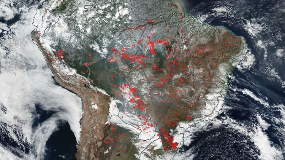 Brandherde in Südamerika am 22. August