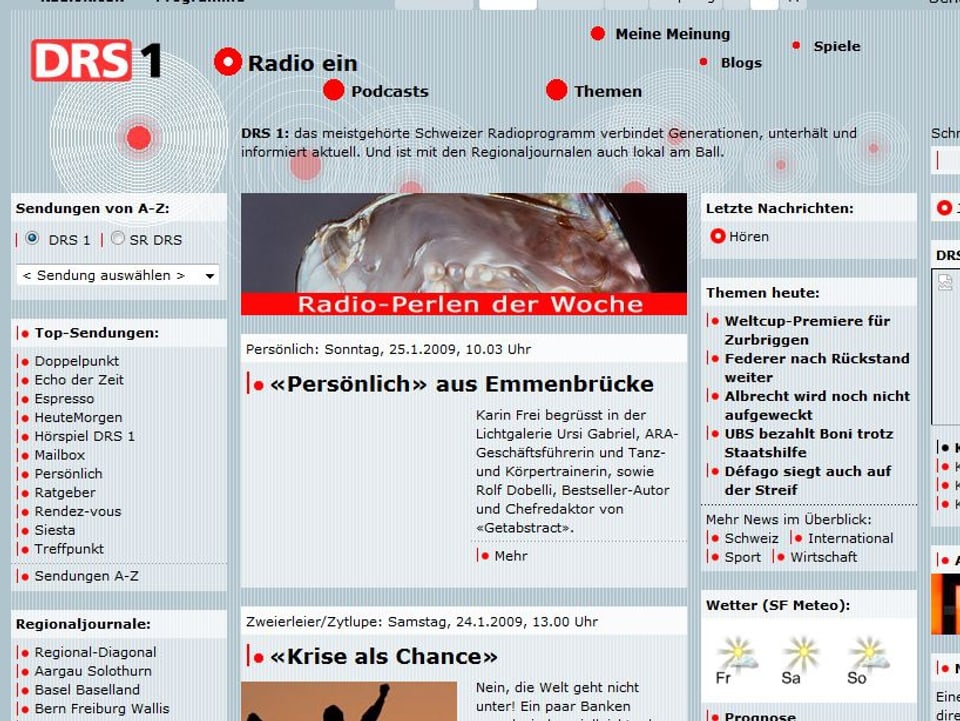 Webseite im 2009.