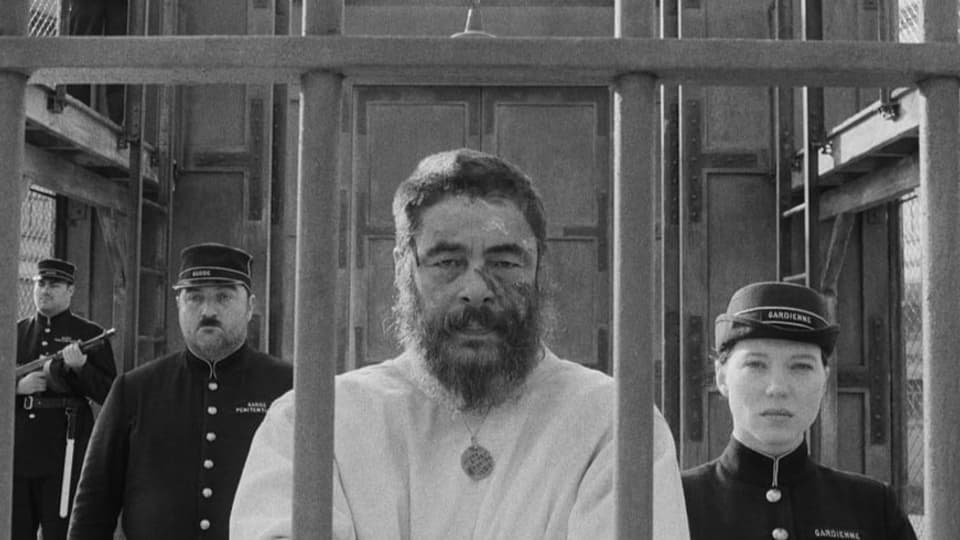 Ein Mann mit Bart hinter Gittern