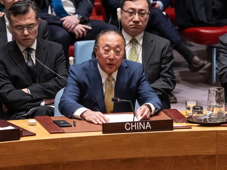 Der chinesische Botschafter Zhang Jun spricht vor dem UNO-Sicherheitsrat