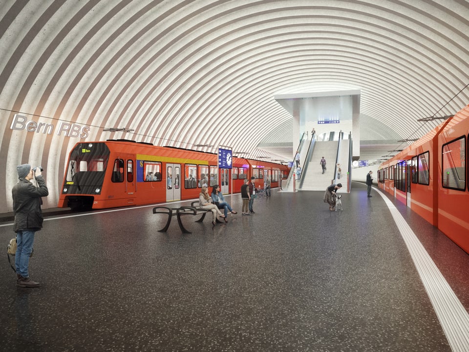 Modellbild neuer RBS Bahnhof.