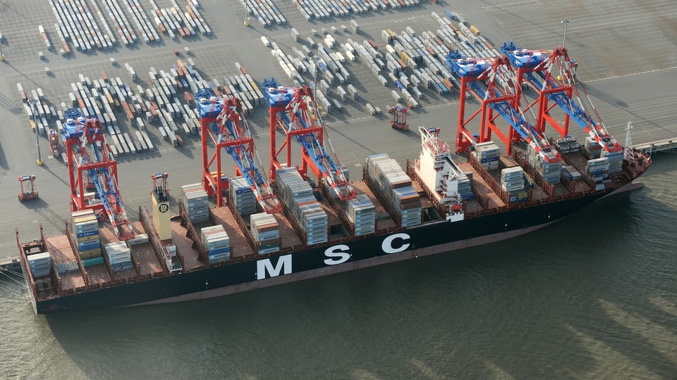 Die «MSC Oscar», hier in in Wilhelmshaven (Niedersachsen) festgemacht, ist das weltgrösste Containerschiff.