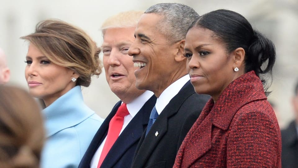Obamas und Trumps bei Inauguration 2016.