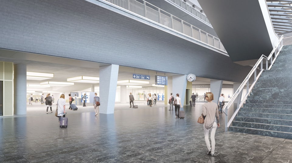 Visualisierung des neuen Durchgangsbahnhofs in Luzern.