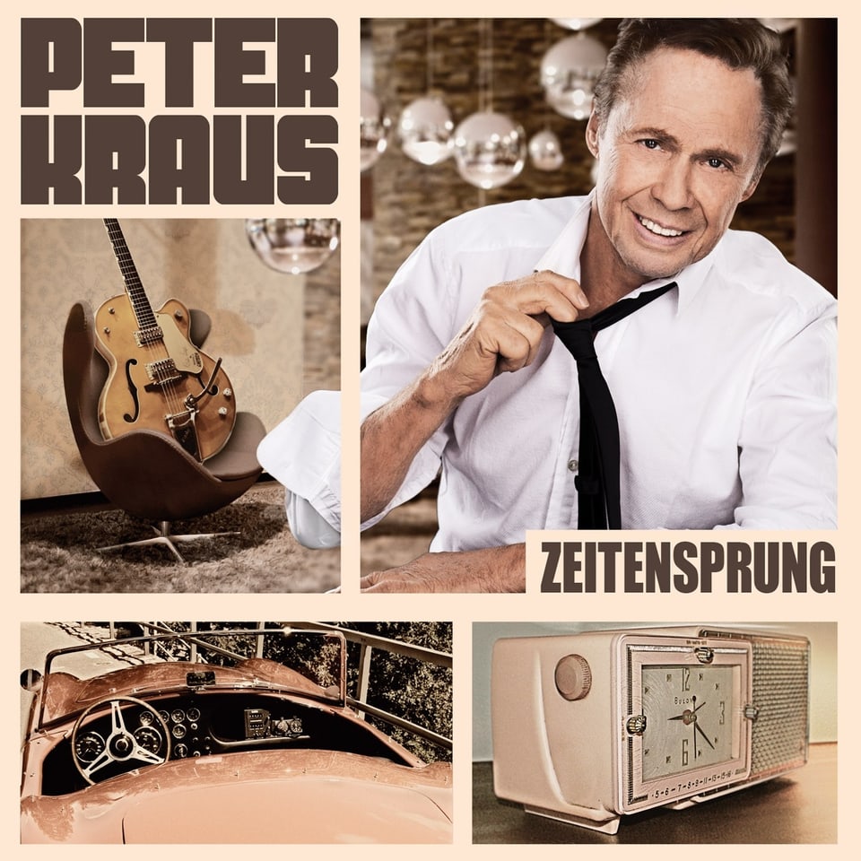 Peter Kraus und ein paar nostalgische Aufnahmen von einer Gitarre, einem Wecker und einem Auto.