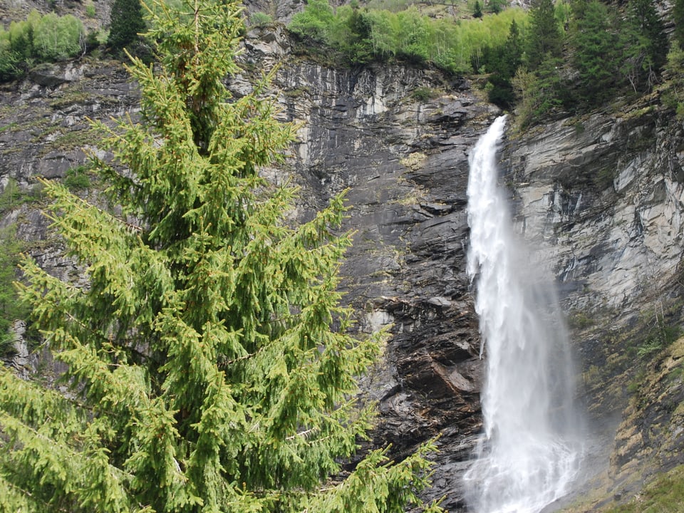 Wasserfall stürzt tosend ins Tal bei Augio. 