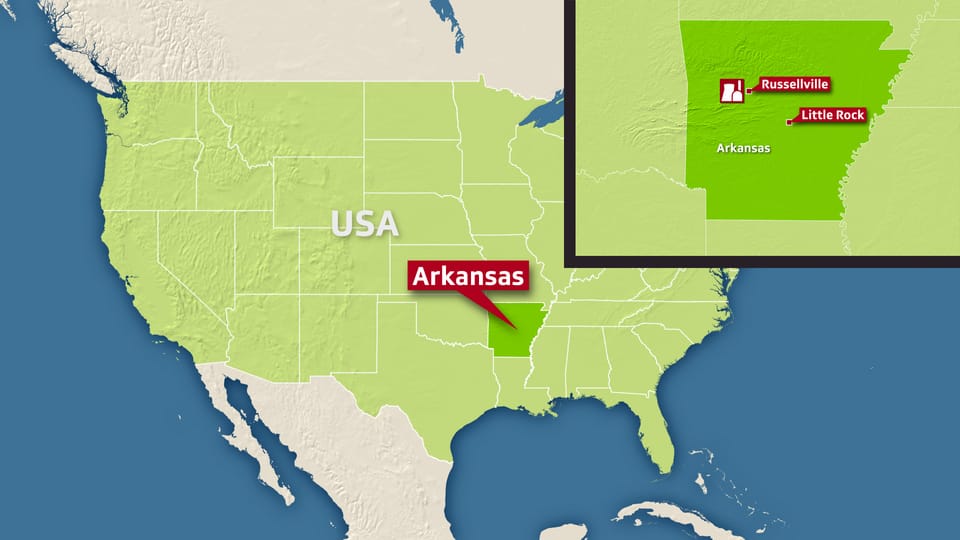 Karte von US-Bundesstaat Arkansas.