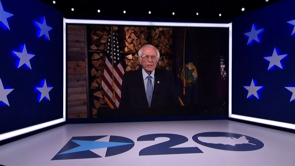 Der Parteitag der Demokraten findet virtuell statt. Hier Bernie Sanders bei seiner Rede.