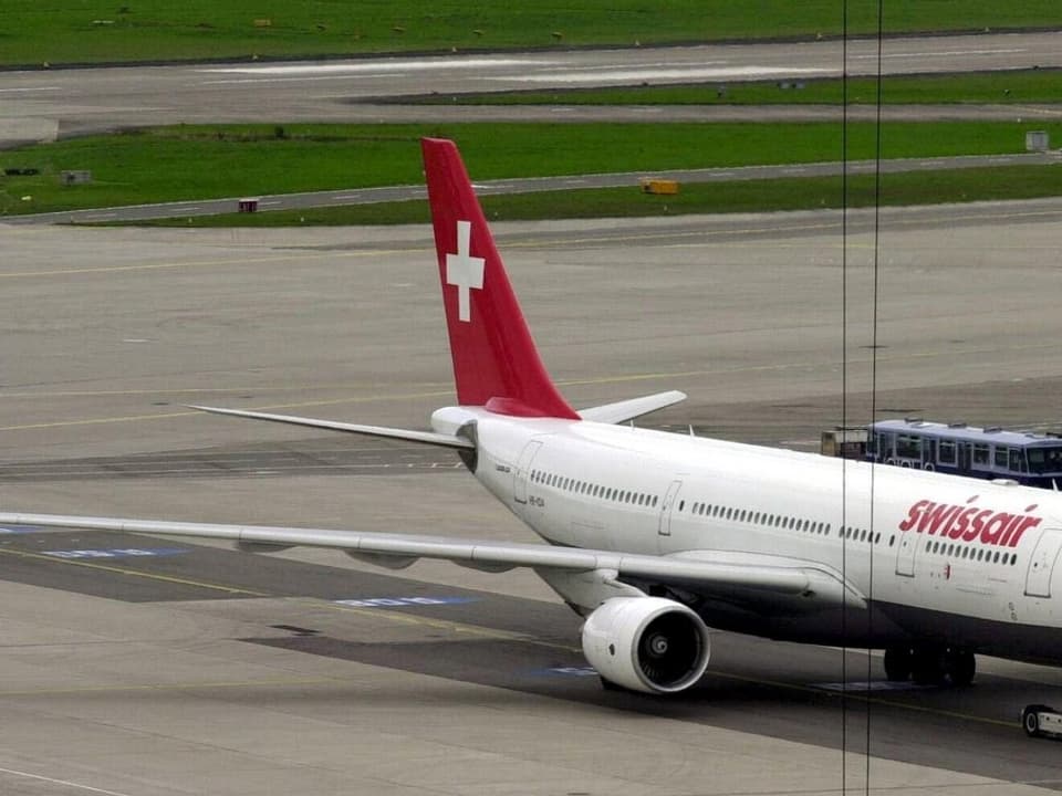Swissair-Flugzeug auf dem Boden