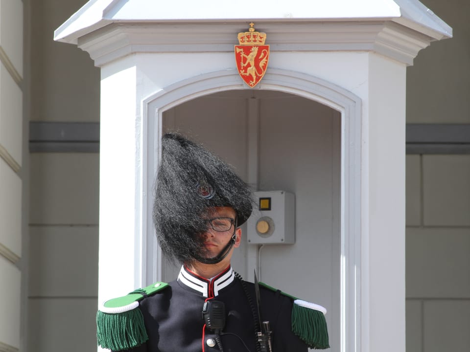 Wachsoldat am königlichen Schloss in Oslo. 