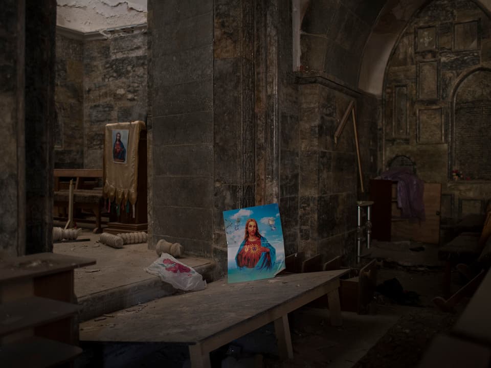 Durch die Terroristen des IS zerstört – die Kirche von Karakosch, 32 Kilometer von Mossul. 