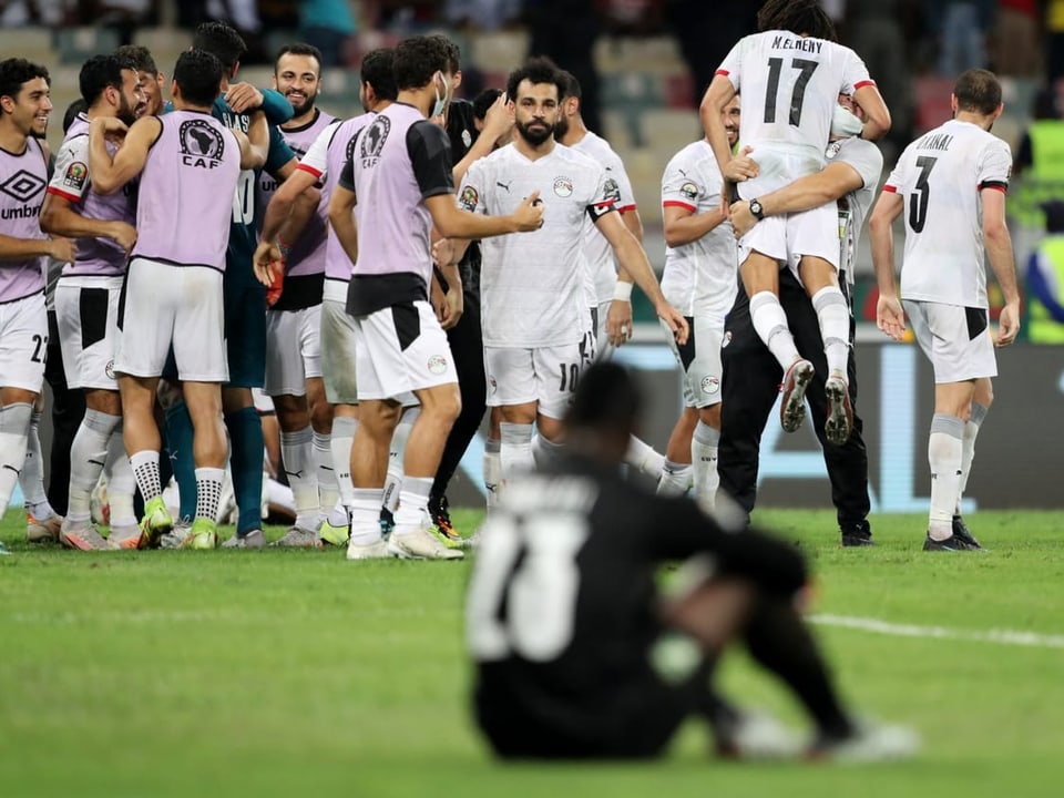 Jubeln über den Einzug in den Viertelfinal Mohamed Salah und Ägypten.