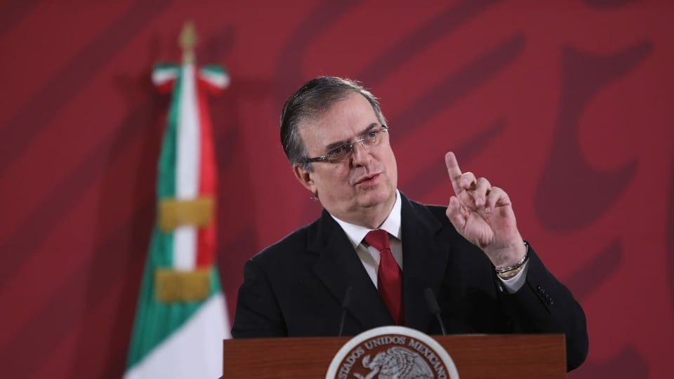 Der mexikanische Aussenminister Marcelo Ebrad an einer Pressekonferenz zum Abschluss von USMCA.