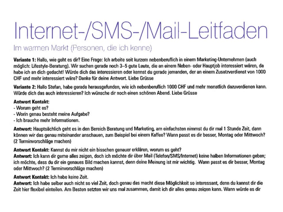 Text mit dem Titel Internet-/SMS-/Mail-Leitfaden.