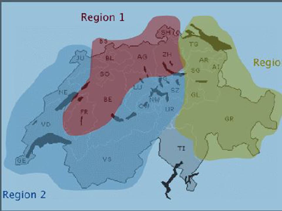 Kiesregionen der Schweiz: Grafik der Kiesgrubenregionen