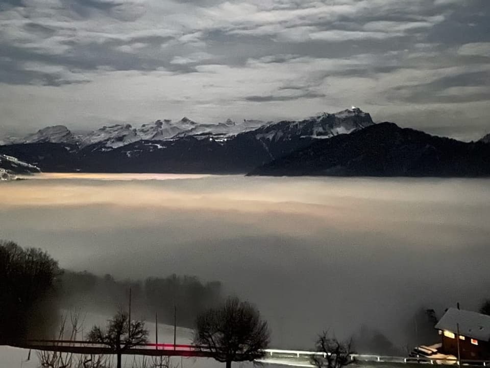 Steinerberg / SZ Hochnebelmeer in der Nacht