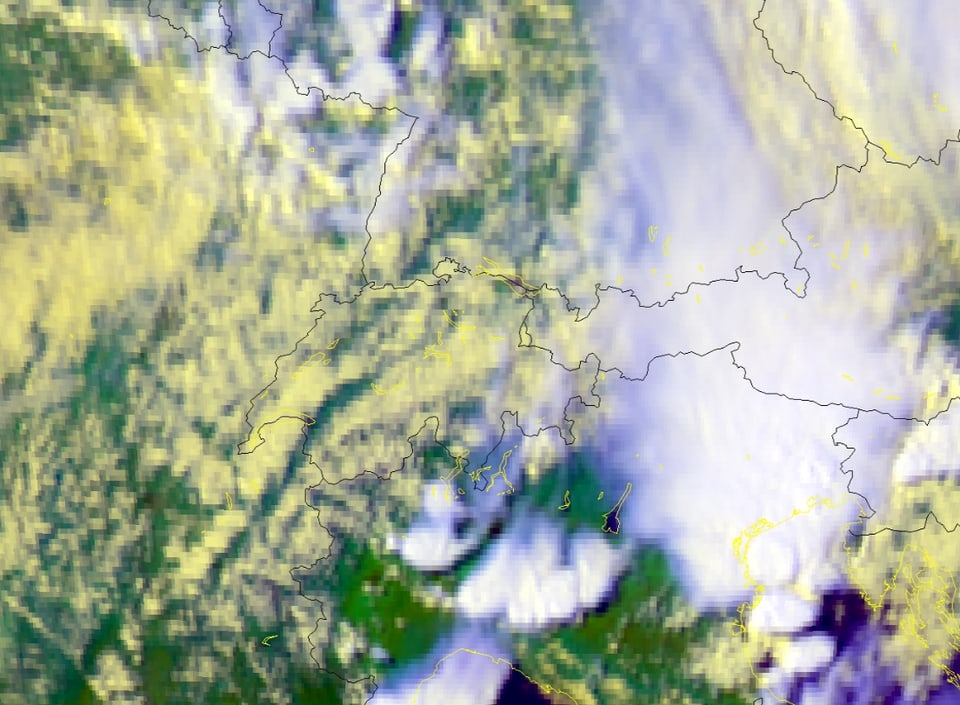 Schweizausschnitt: Satellitenbild der Wolken 