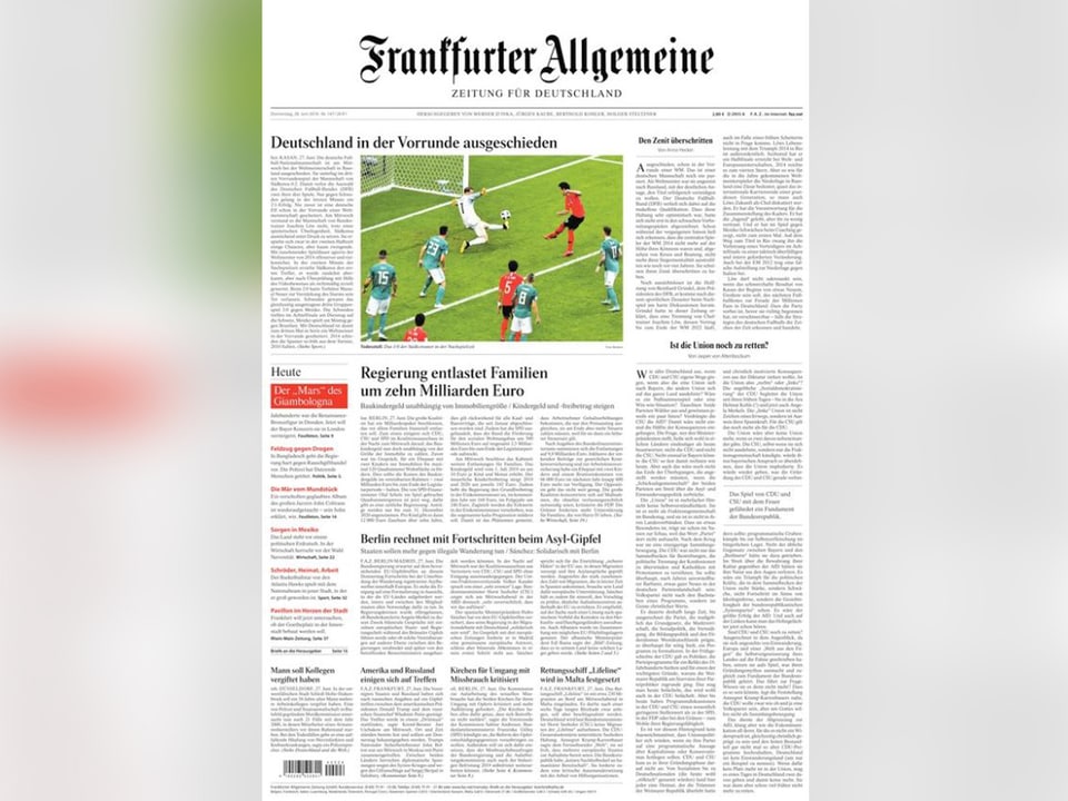 Titelseite Frankfurter Allgemeine