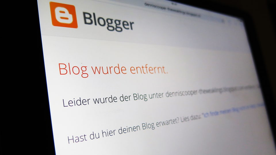 Ein Screenshot zeigt den entfernten Blog von Dennis Cooper.