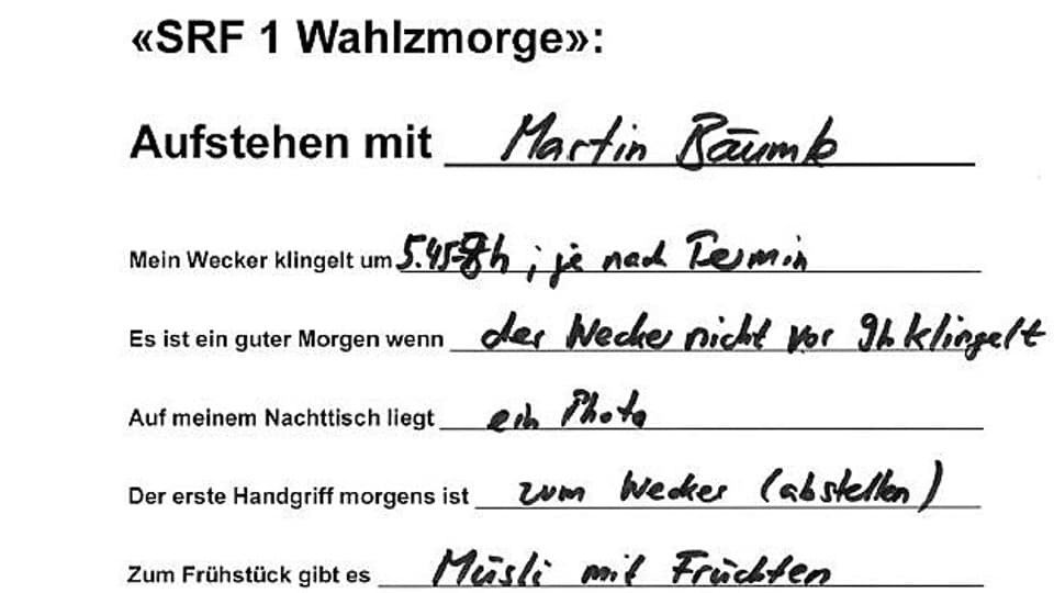 Handschrift von Martin Bäumle.