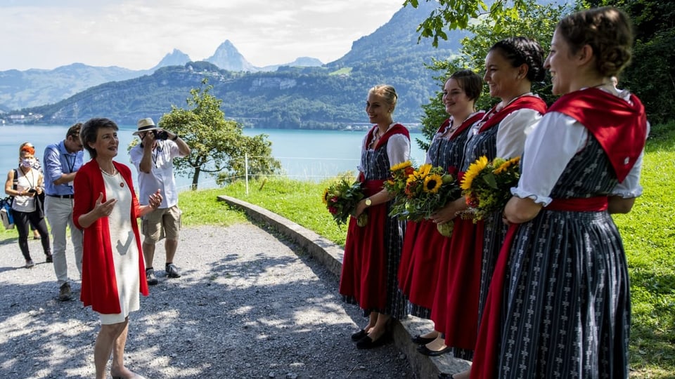 Bundesrätin Sommaruga bei der Bundesfeier auf der Rütliwiese 2020