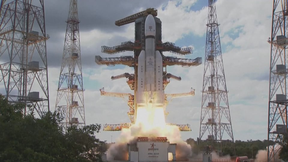 Die Chandrayaan-3 vor dem Start. 