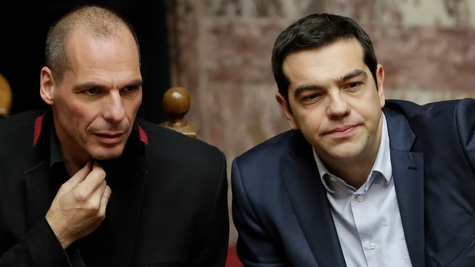 Varoufakis (links) und Tsipras