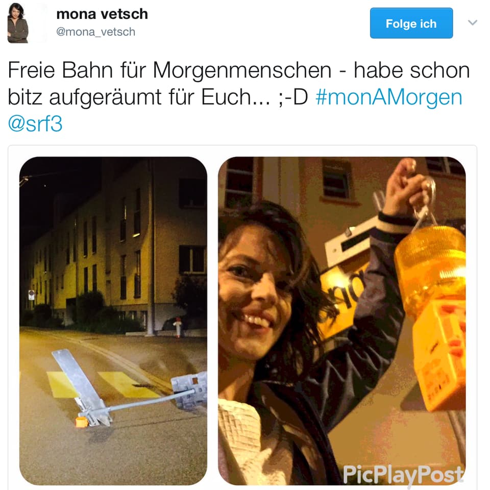 Tweet von Mona Vetsch.
