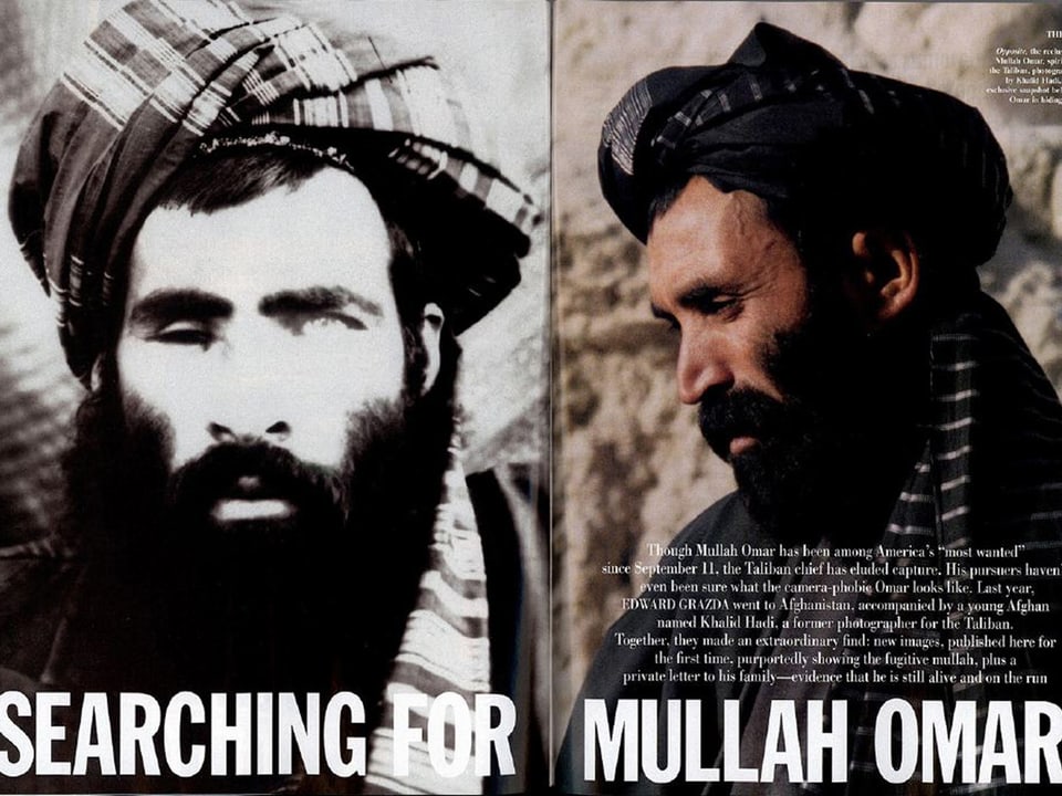 Zwei Bilder von Mullah Omar.