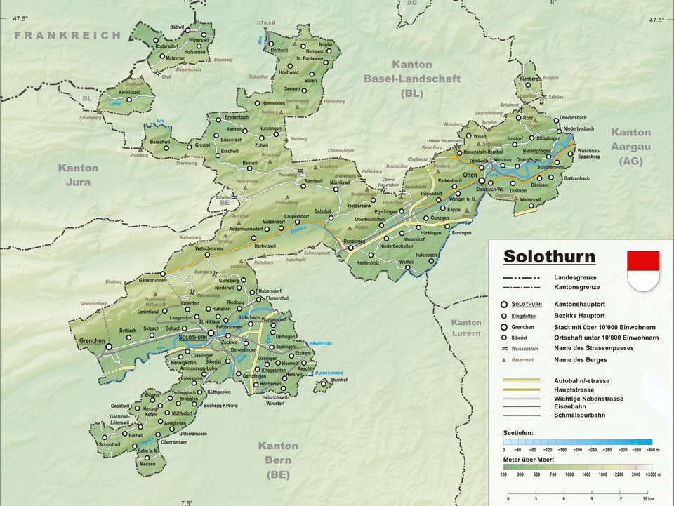 Karte Kanton Solothurn 