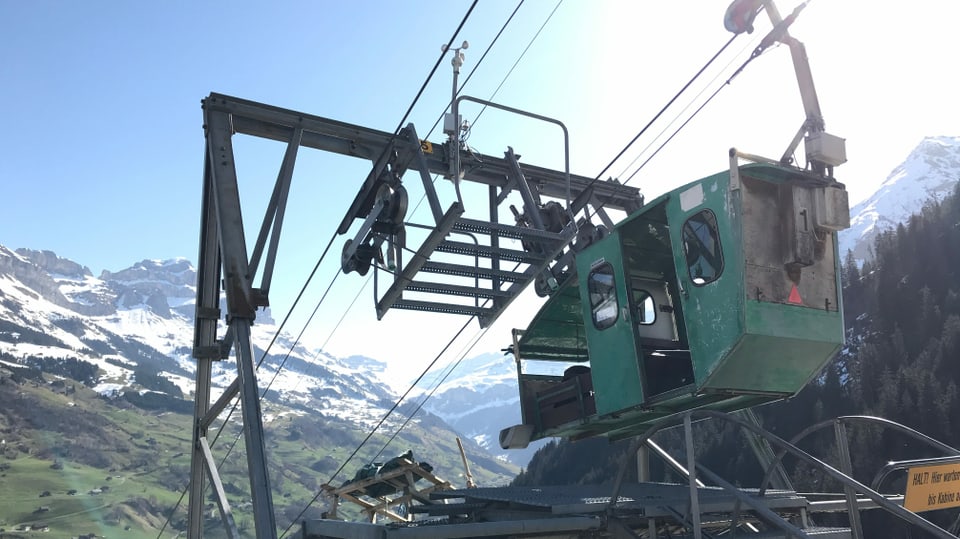 Seilbahn Witterschwanden-Eggenbergli - grüne Gondel