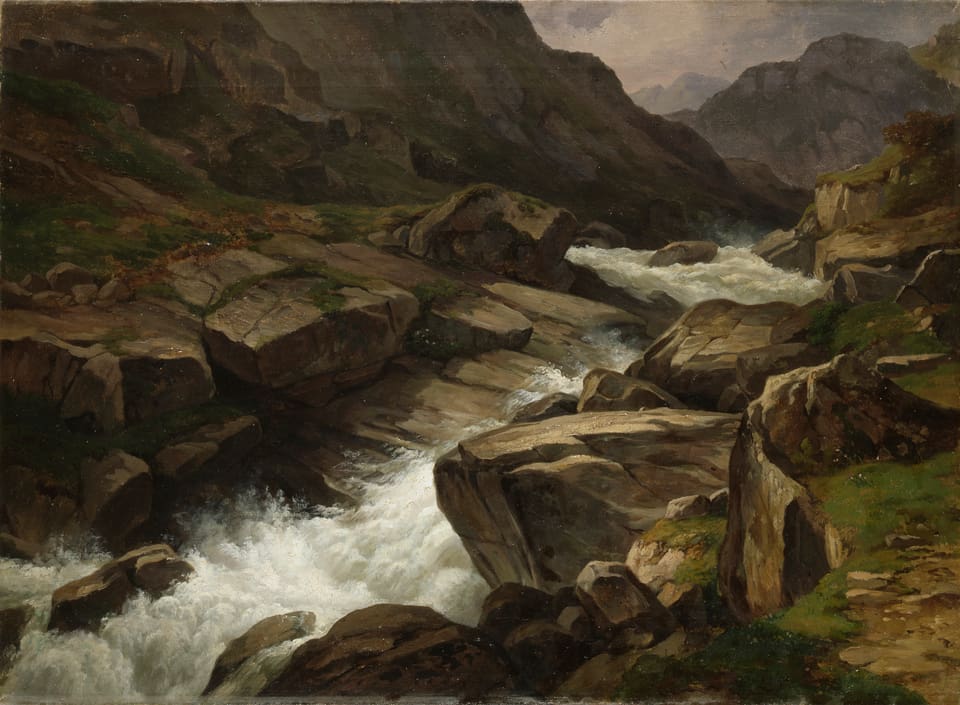 Ein schäumender Bergbach in einem Gemälde von Joseph Jakob Zelger