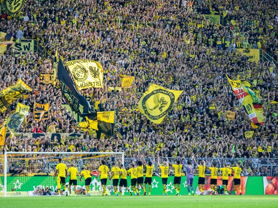 Die BVB-Spieler vor ihren Fans. 