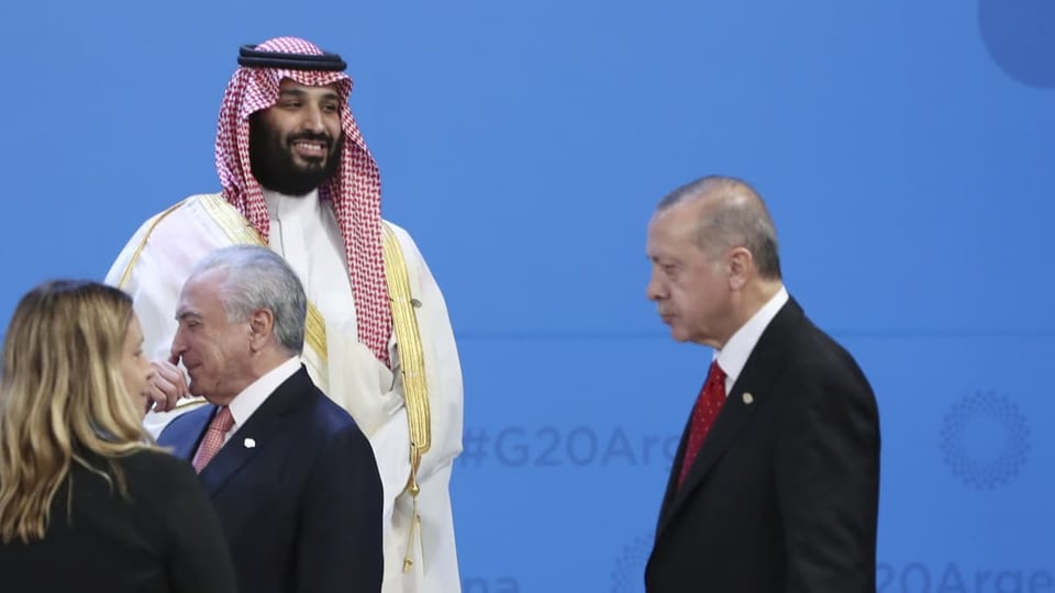 Erdogan und bin Salman an G20 in Buenos Aires 2018.