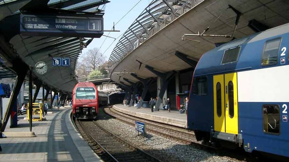 Züge fahren in den Bahnhof Stadelhofen ein.
