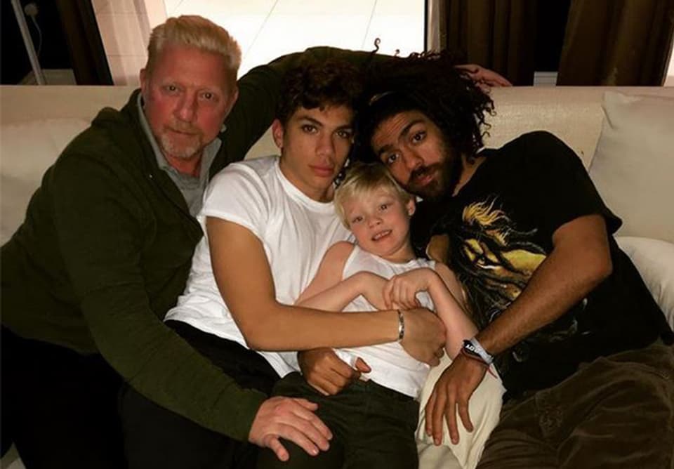 Boris Becker mit seinen drei Söhnen.