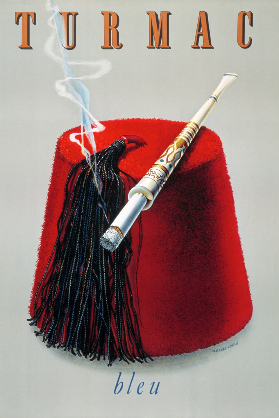 Die Graphik zeigt eine typisch orientalische Kopfbedeckung – einen roten Hut mit Bommel –, auf dem eine Zigarrette liegt.