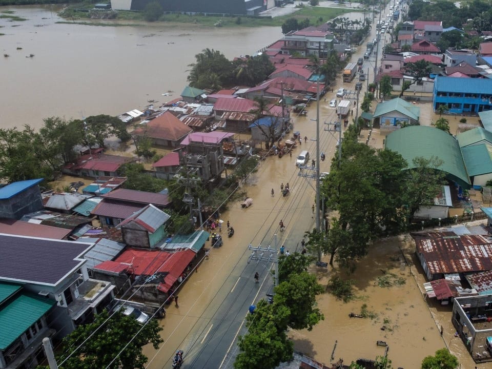Luftaufnahme des vom Supertaifun «Noru» überschwemmten Gebiets in der Provinz Bulacan auf den Philippinen.