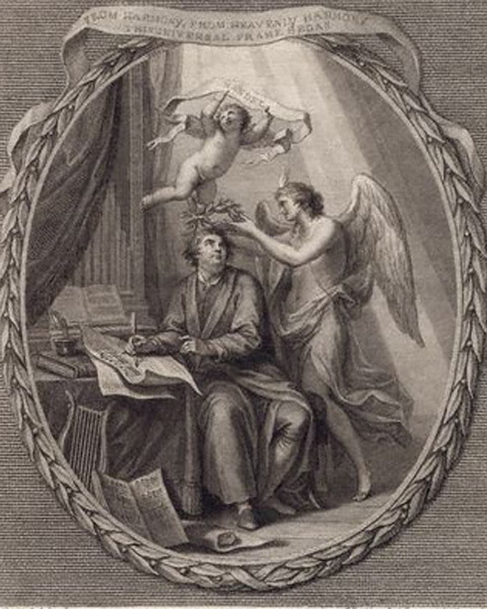 Eine Lithografie aus dem Jahr 1784 des Komponisten Georg Friedrich Händel.