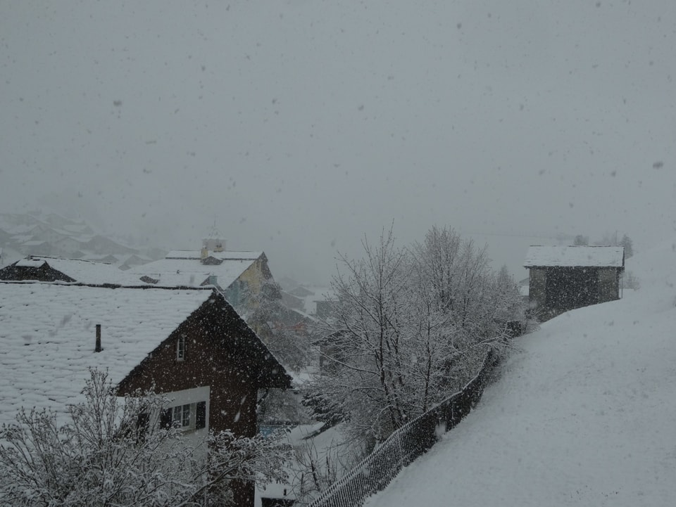 Schneegestöber in Vals/GR.