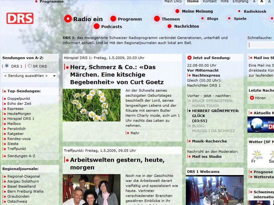 Webseite im Mai 2009.